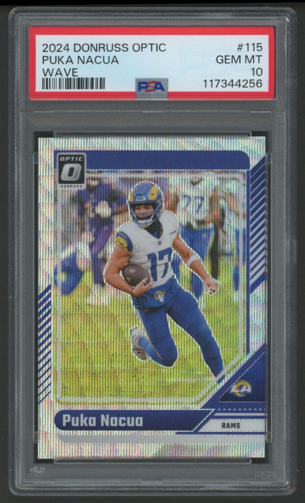 Puka Nacua 2024 Donruss Optic Wave #115 #38/300 (PSA 10) at PristineAuction.com Puka Nacua 2024 Donruss Optic Wave #115 #38/300 (PSA 10) at PristineAuction.com