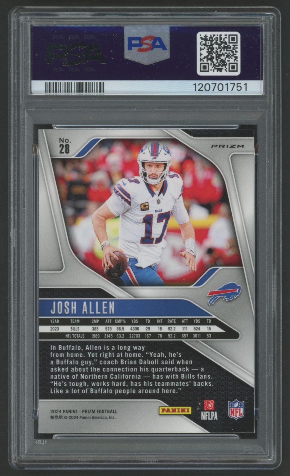 Josh Allen 2024 Prizm Red White Blue Prizm #28 (PSA 10) at PristineAuction.com Josh Allen 2024 Prizm Red White Blue Prizm #28 (PSA 10) at PristineAuction.com