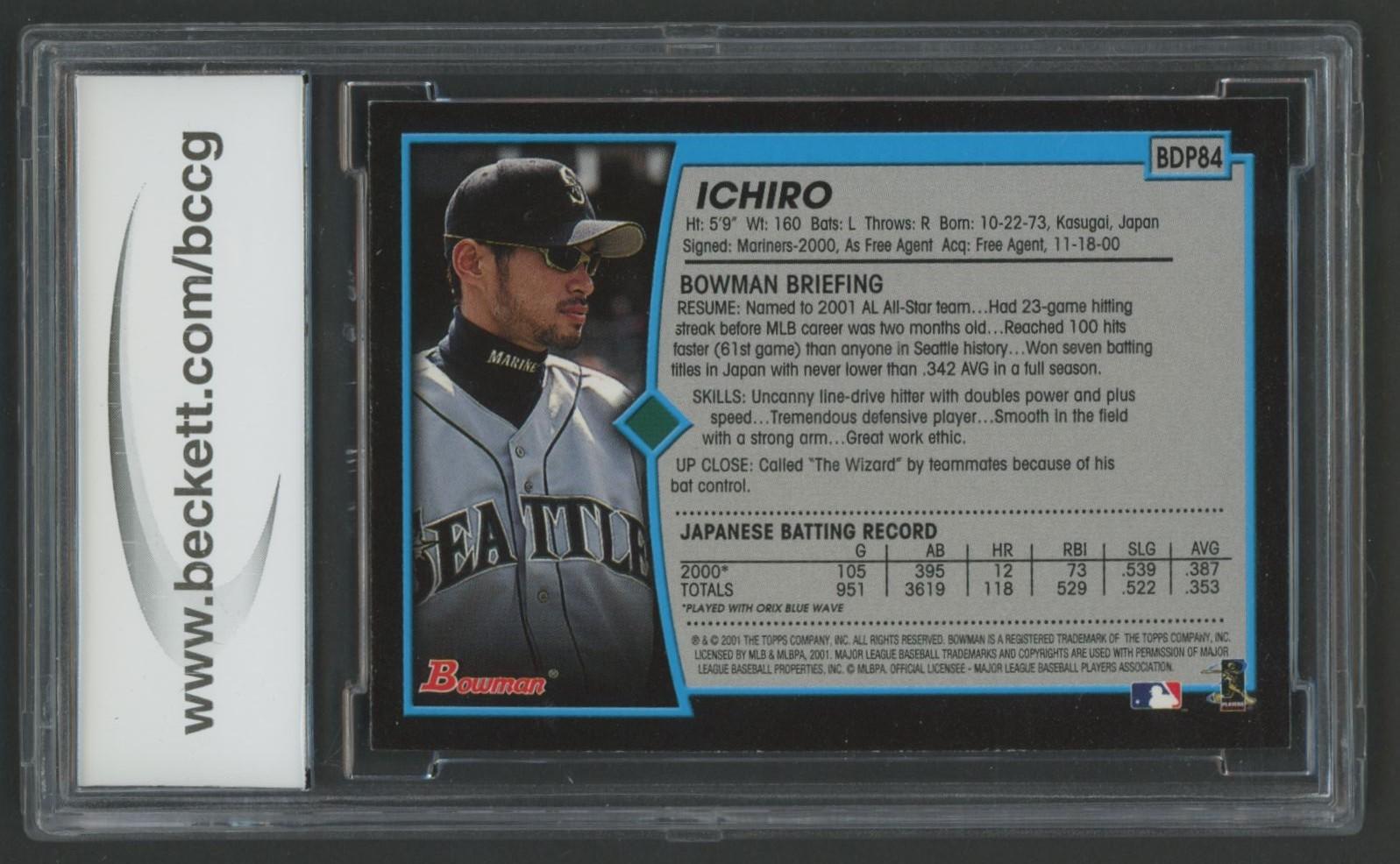 Ichiro Suzuki 2001 Bowman Draft #BDP84 RC (BCCG 10) at PristineAuction.com Ichiro Suzuki 2001 Bowman Draft #BDP84 RC (BCCG 10) at PristineAuction.com