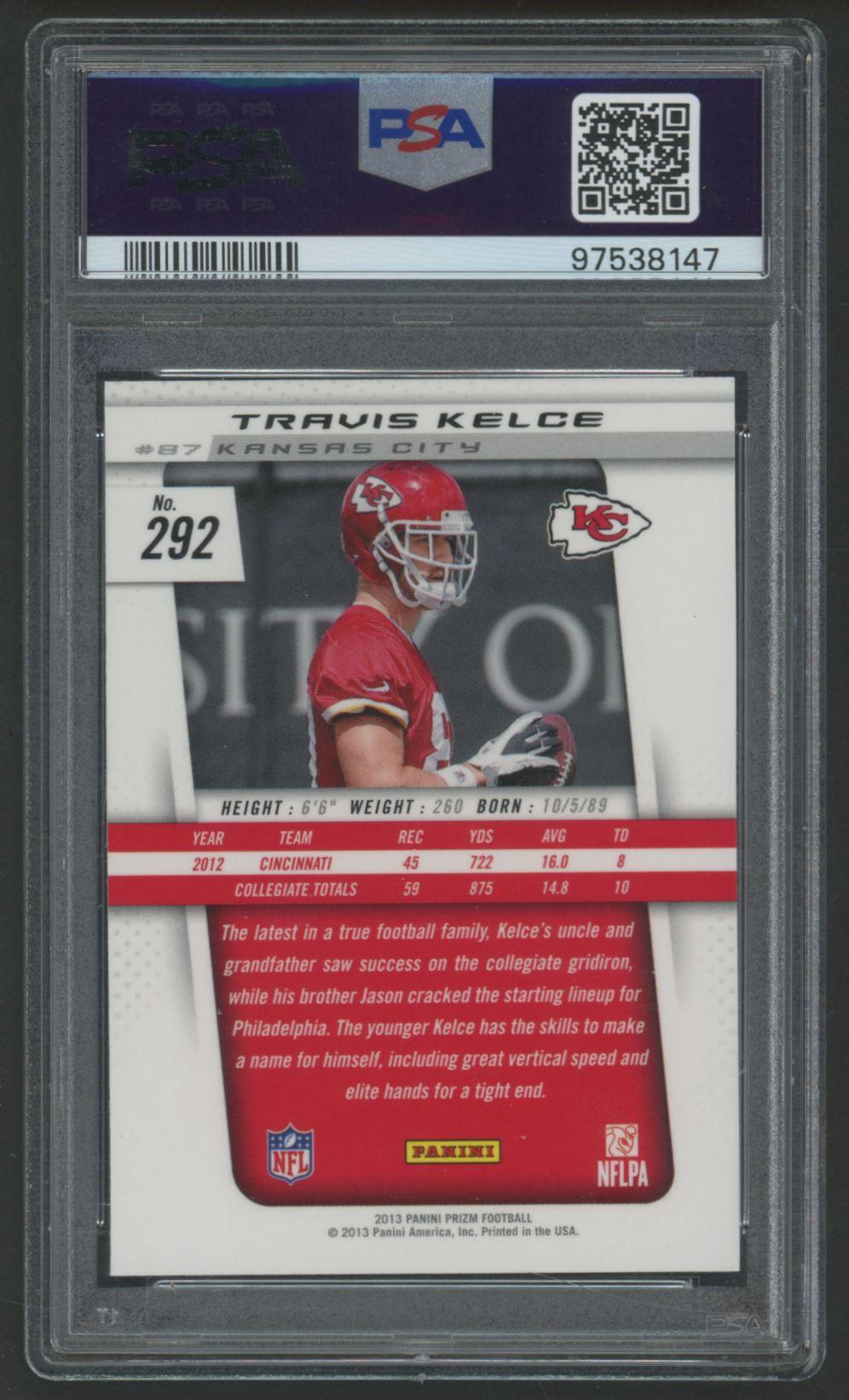 Travis Kelce 2013 Panini Prizm #292 (PSA 9) at PristineAuction.com Travis Kelce 2013 Panini Prizm #292 (PSA 9) at PristineAuction.com