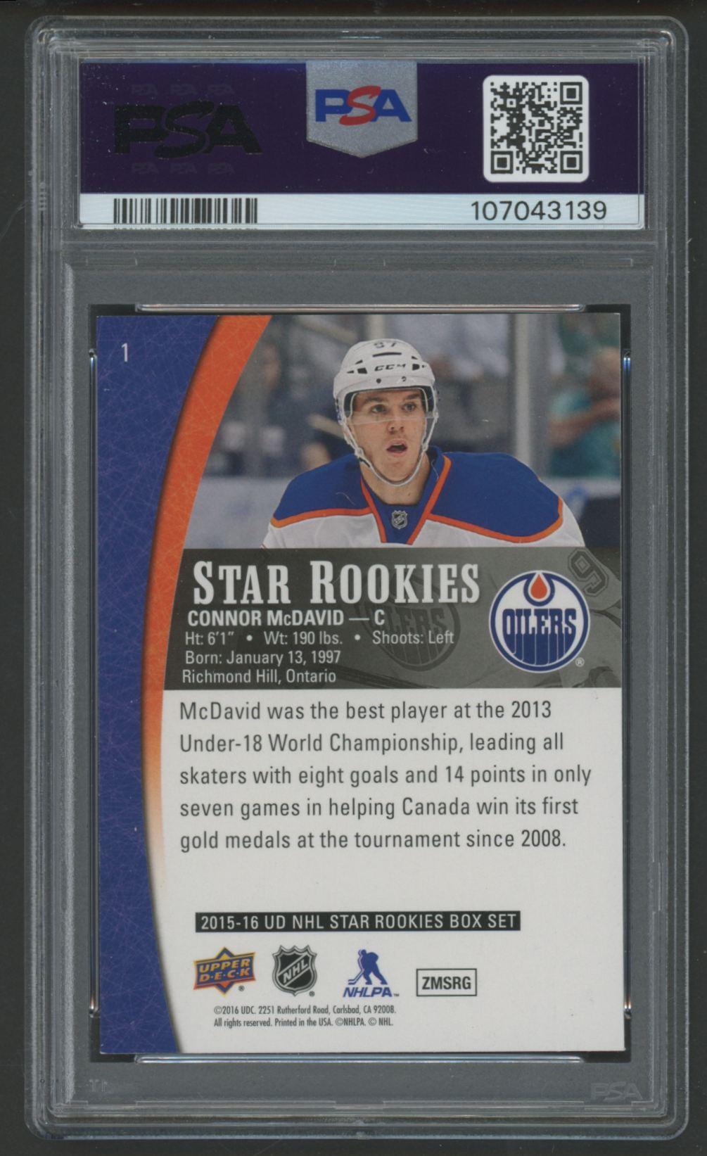 Connor McDavid 2015-16 Upper Deck Star Rookies #1 (PSA 9) at PristineAuction.com Connor McDavid 2015-16 Upper Deck Star Rookies #1 (PSA 9) at PristineAuction.com