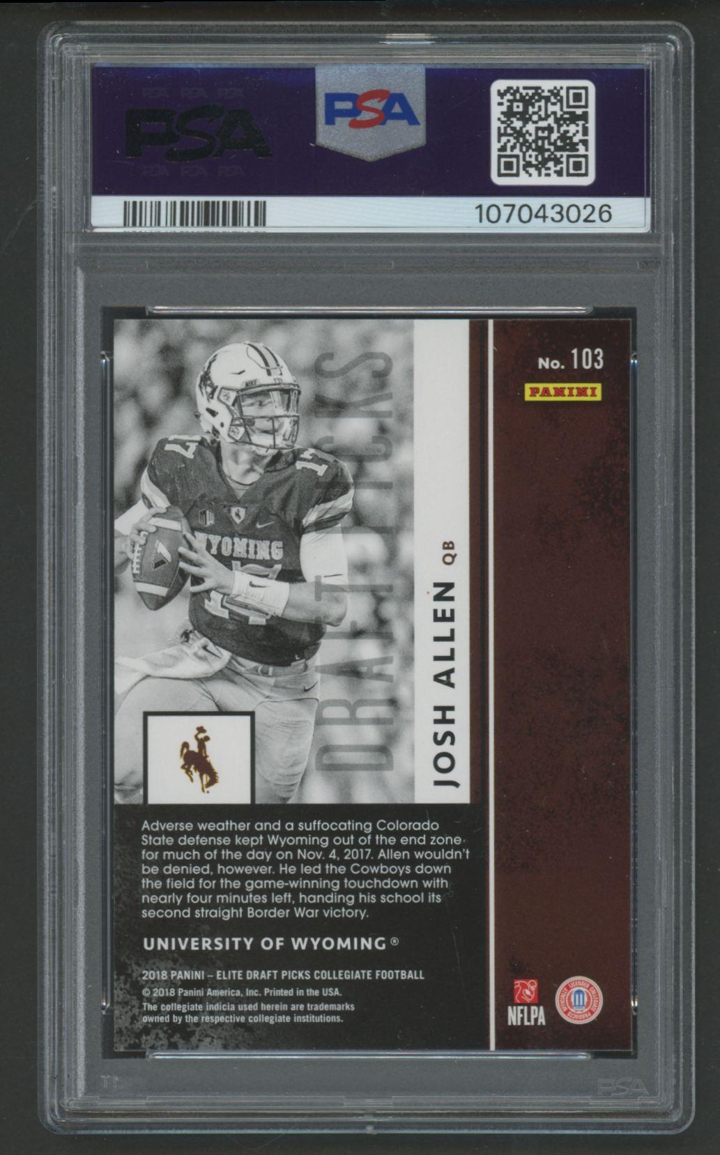 Josh Allen 2018 Panini Elite DP Black Jersey #103 (PSA 9) at PristineAuction.com Josh Allen 2018 Panini Elite DP Black Jersey #103 (PSA 9) at PristineAuction.com