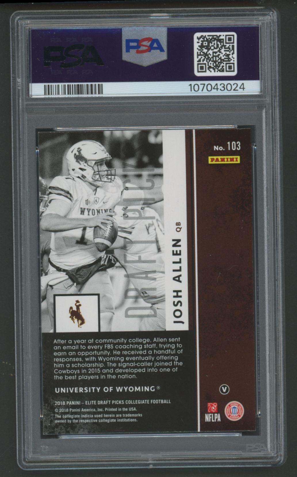 Josh Allen 2018 Elite Draft Picks #103B RC / White Jersey (PSA 9) at PristineAuction.com Josh Allen 2018 Elite Draft Picks #103B RC / White Jersey (PSA 9) at PristineAuction.com