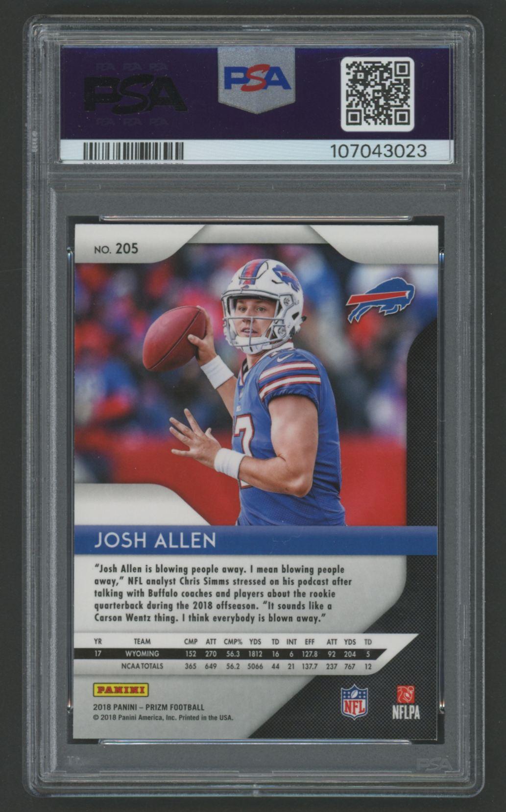 Josh Allen 2018 Panini Prizm #205 RC (PSA 9) at PristineAuction.com Josh Allen 2018 Panini Prizm #205 RC (PSA 9) at PristineAuction.com