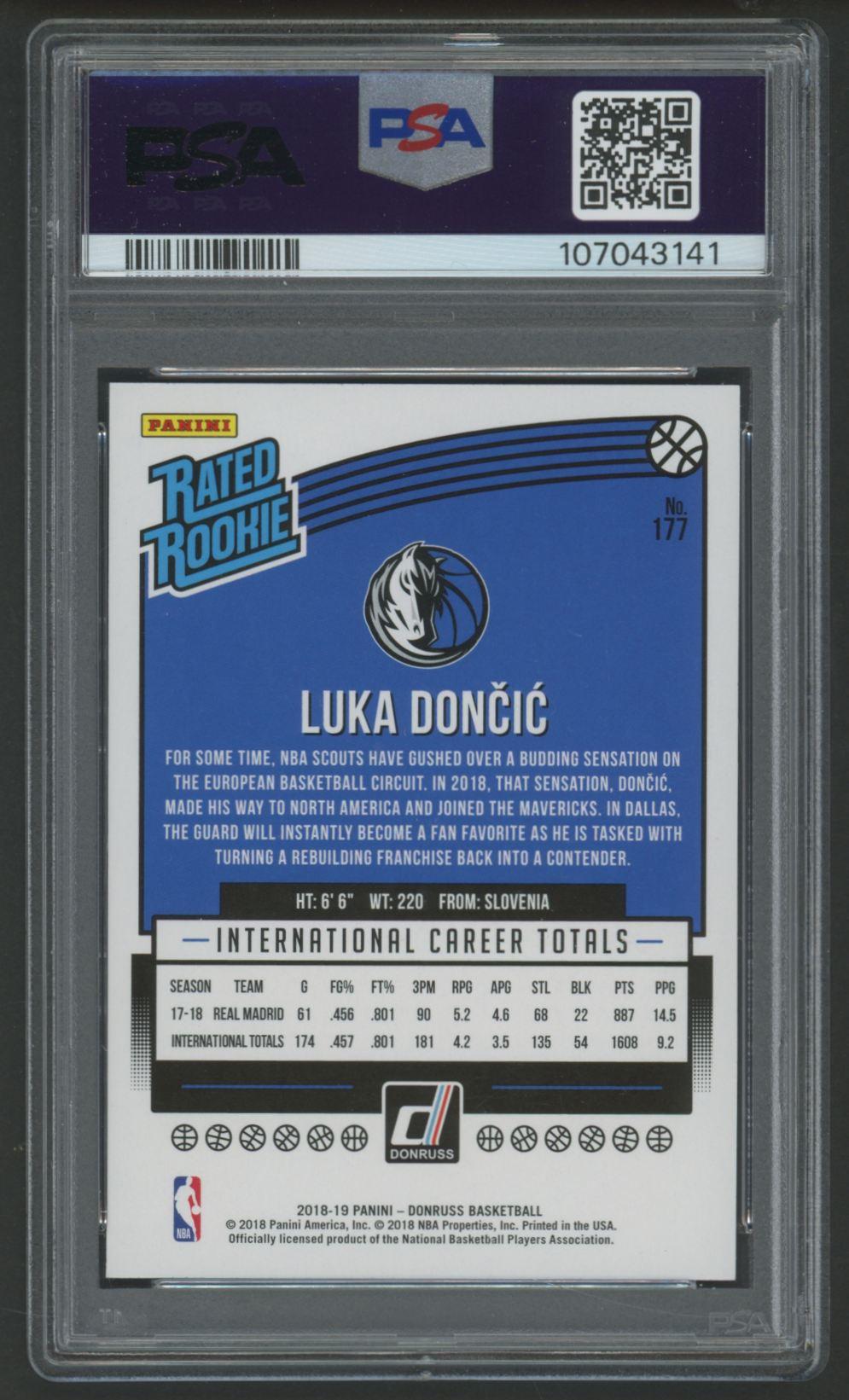 Luka Doncic 2018 Donruss RR #177 (PSA 10) at PristineAuction.com Luka Doncic 2018 Donruss RR #177 (PSA 10) at PristineAuction.com