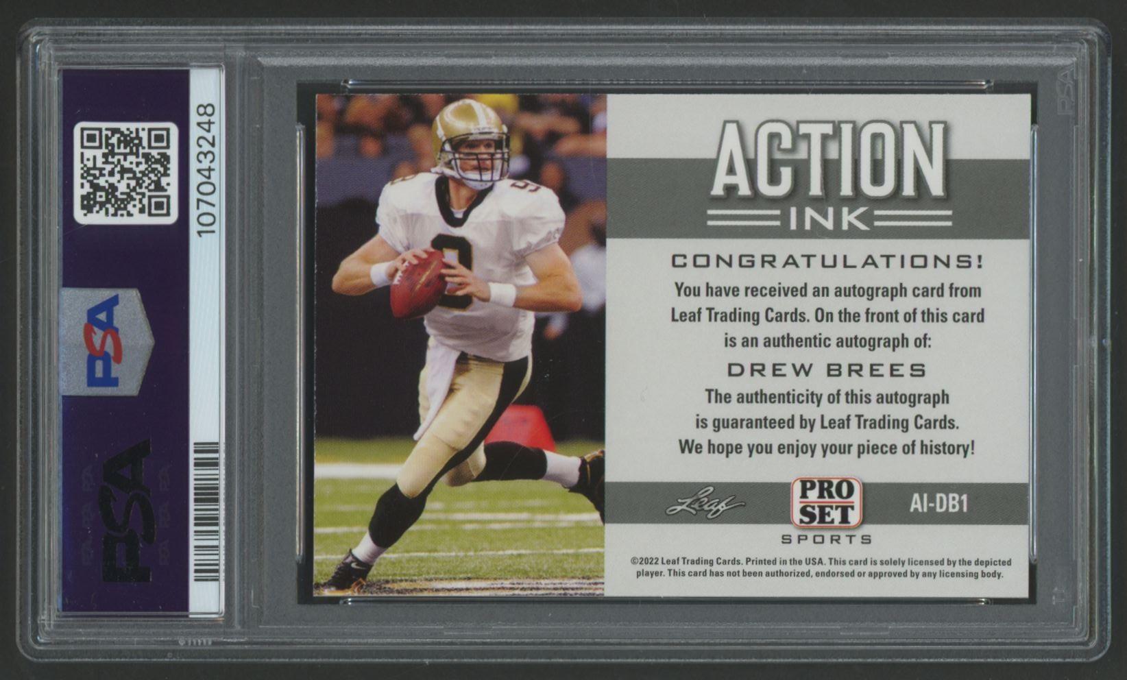 Drew Brees 2022 Pro Set Sports Action Ink #DB1 (PSA 10) at PristineAuction.com Drew Brees 2022 Pro Set Sports Action Ink #DB1 (PSA 10) at PristineAuction.com