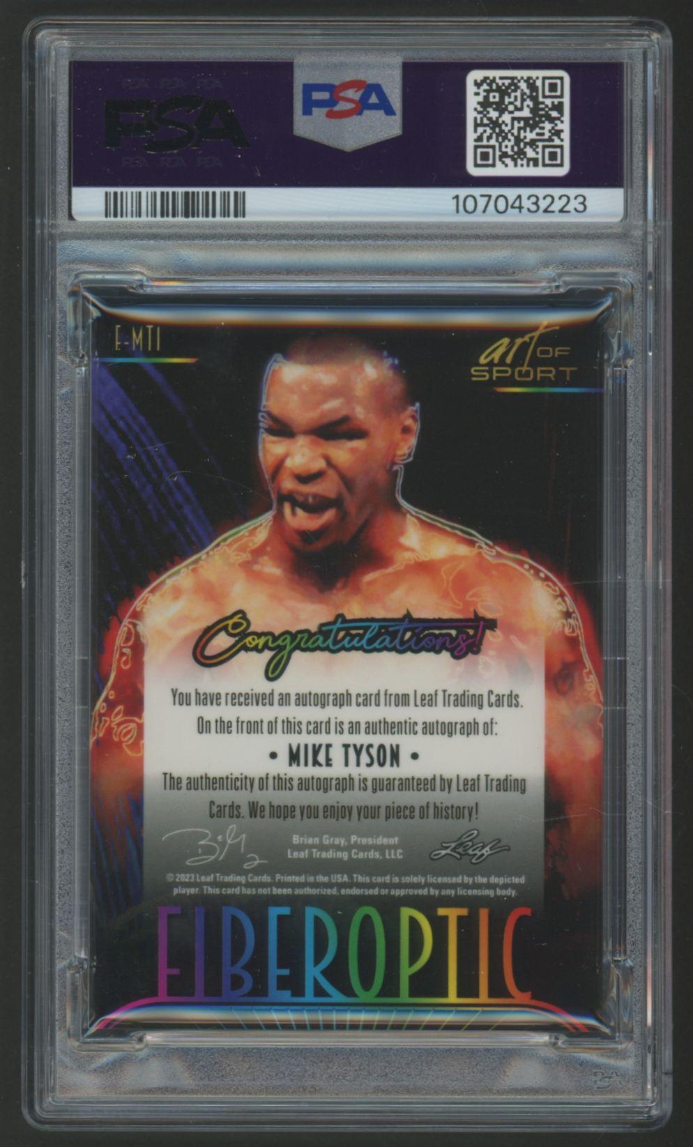 Mike Tyson 2023 Leaf Art of Sport Fiberoptic Autograph Navy Spectrum #FMT1 #1/12 (PSA 9) at PristineAuction.com Mike Tyson 2023 Leaf Art of Sport Fiberoptic Autograph Navy Spectrum #FMT1 #1/12 (PSA 9) at PristineAuction.com