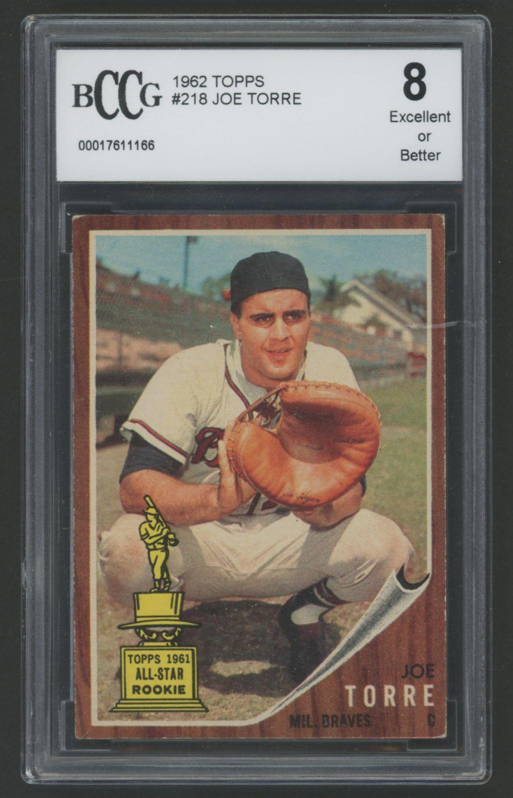 Joe Torre 1962 Topps #218 RC (BCCG 8) at PristineAuction.com Joe Torre 1962 Topps #218 RC (BCCG 8) at PristineAuction.com