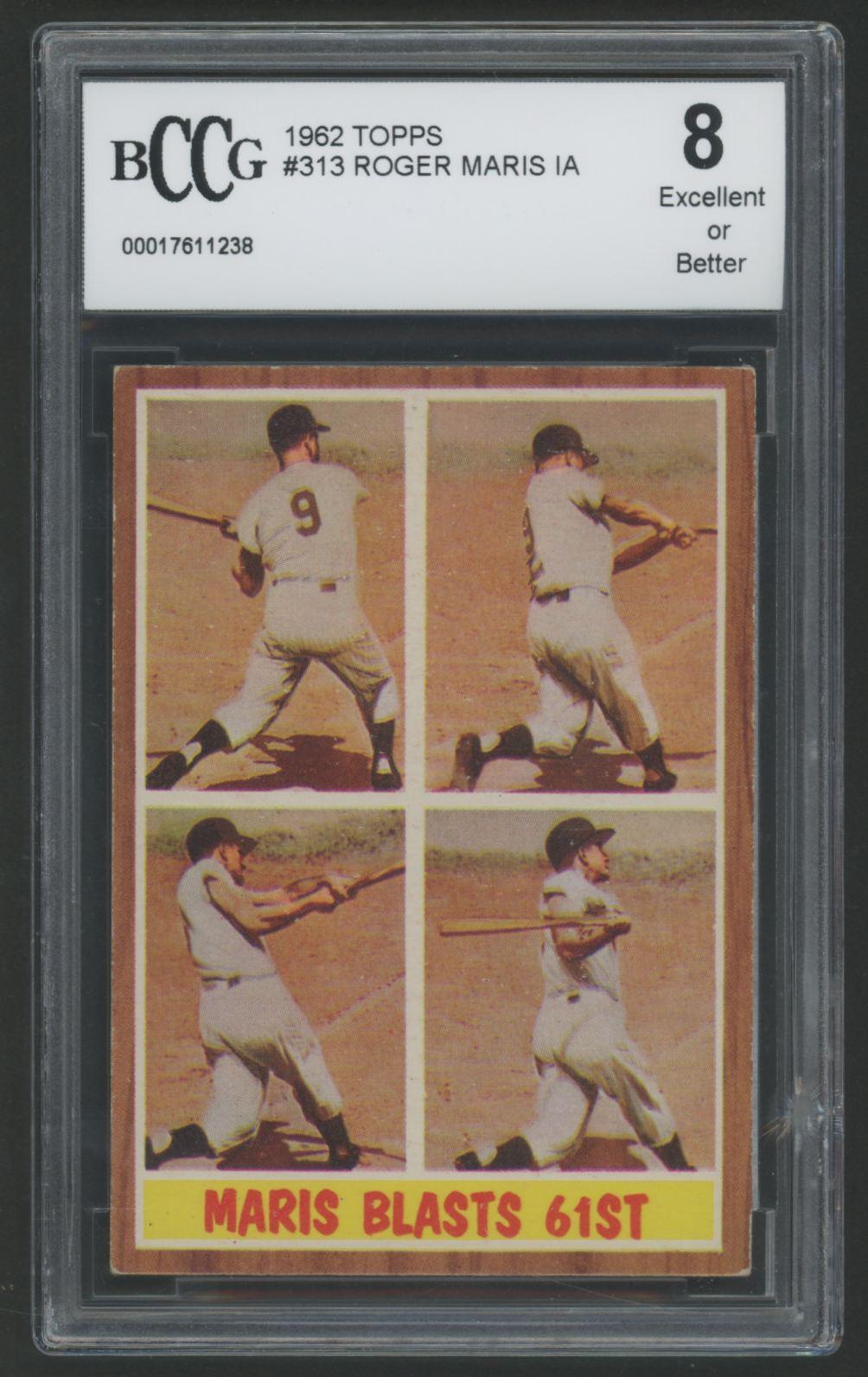 Roger Maris 1962 Topps #313 IA (BCCG 8) at PristineAuction.com Roger Maris 1962 Topps #313 IA (BCCG 8) at PristineAuction.com