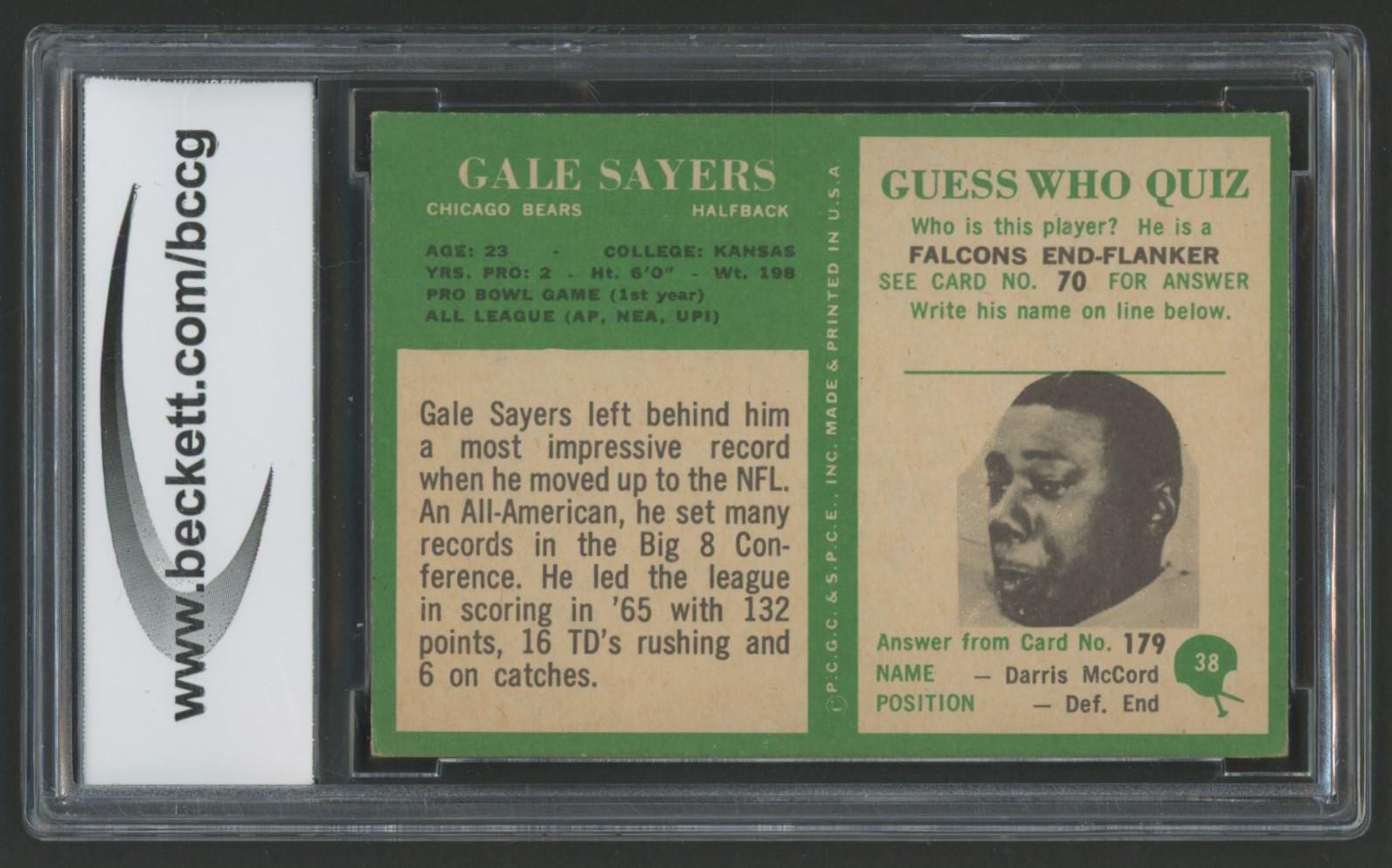 Gale Sayers 1966 Philadelphia #38 RC (BCCG 7) at PristineAuction.com Gale Sayers 1966 Philadelphia #38 RC (BCCG 7) at PristineAuction.com