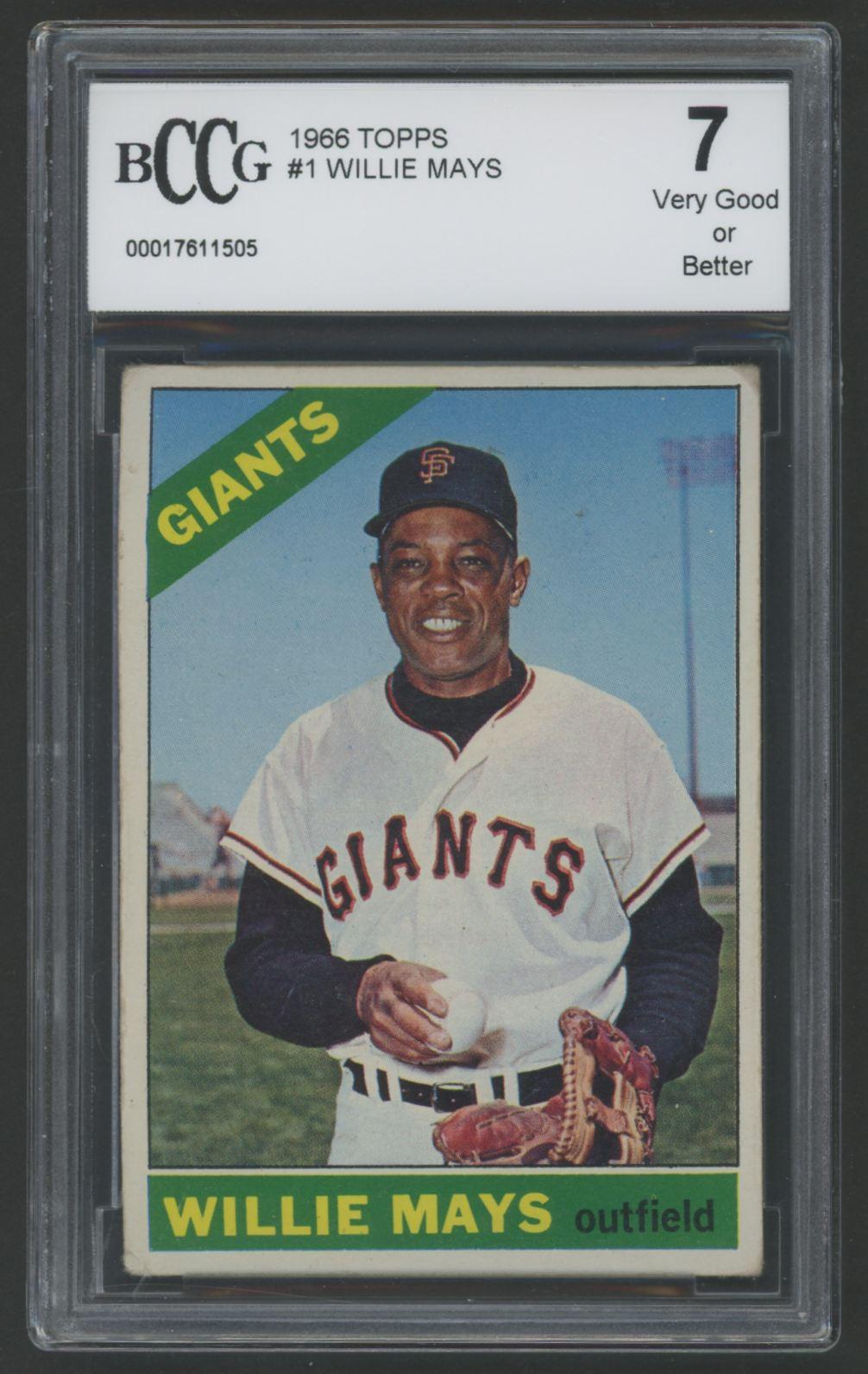 Willie Mays 1966 Topps #1 (BCCG 7) at PristineAuction.com Willie Mays 1966 Topps #1 (BCCG 7) at PristineAuction.com