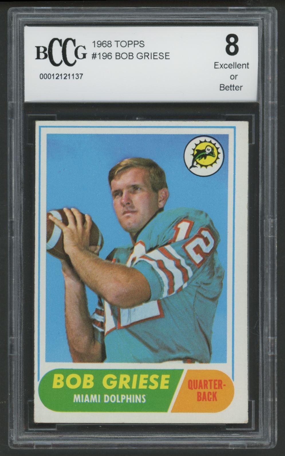 Bob Griese 1968 Topps #196 RC (BCCG 8) at PristineAuction.com Bob Griese 1968 Topps #196 RC (BCCG 8) at PristineAuction.com