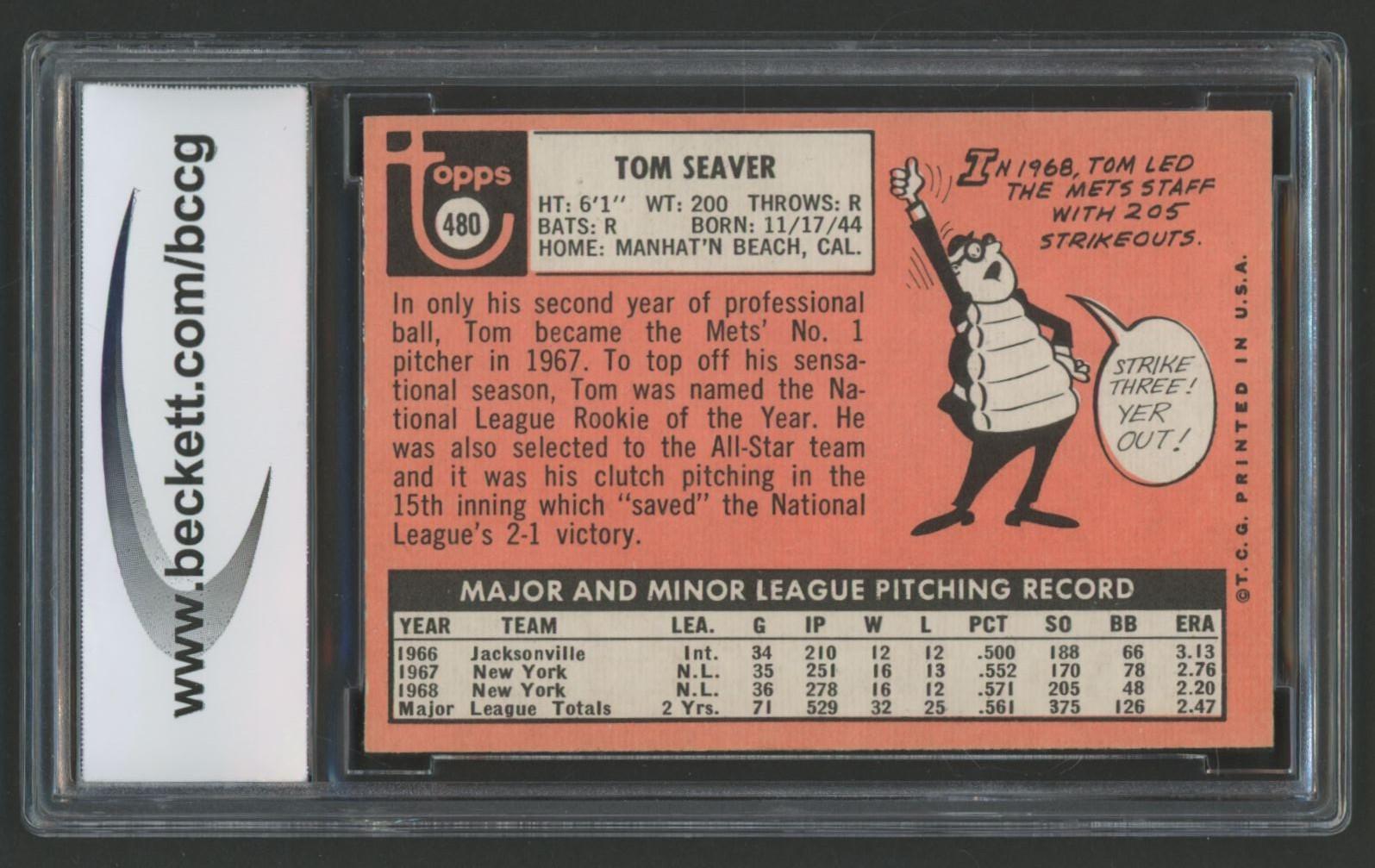 Tom Seaver 1969 Topps #480 (BCCG 8) at PristineAuction.com Tom Seaver 1969 Topps #480 (BCCG 8) at PristineAuction.com