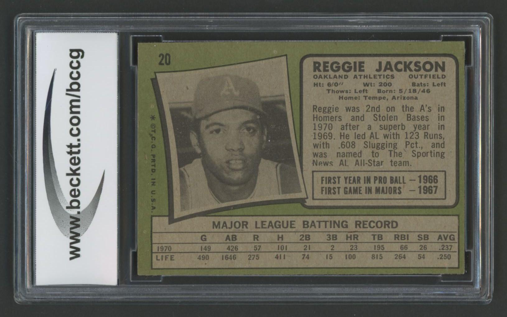 Reggie Jackson 1971 Topps #20 (BCCG 8) at PristineAuction.com Reggie Jackson 1971 Topps #20 (BCCG 8) at PristineAuction.com