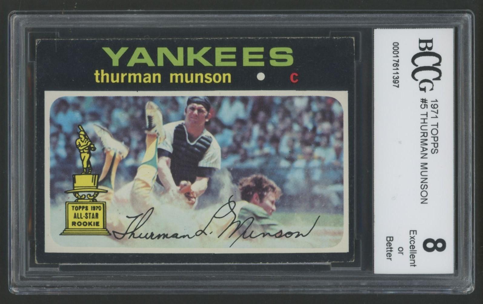 Thurman Munson 1971 Topps #5 (BCCG 8) at PristineAuction.com Thurman Munson 1971 Topps #5 (BCCG 8) at PristineAuction.com