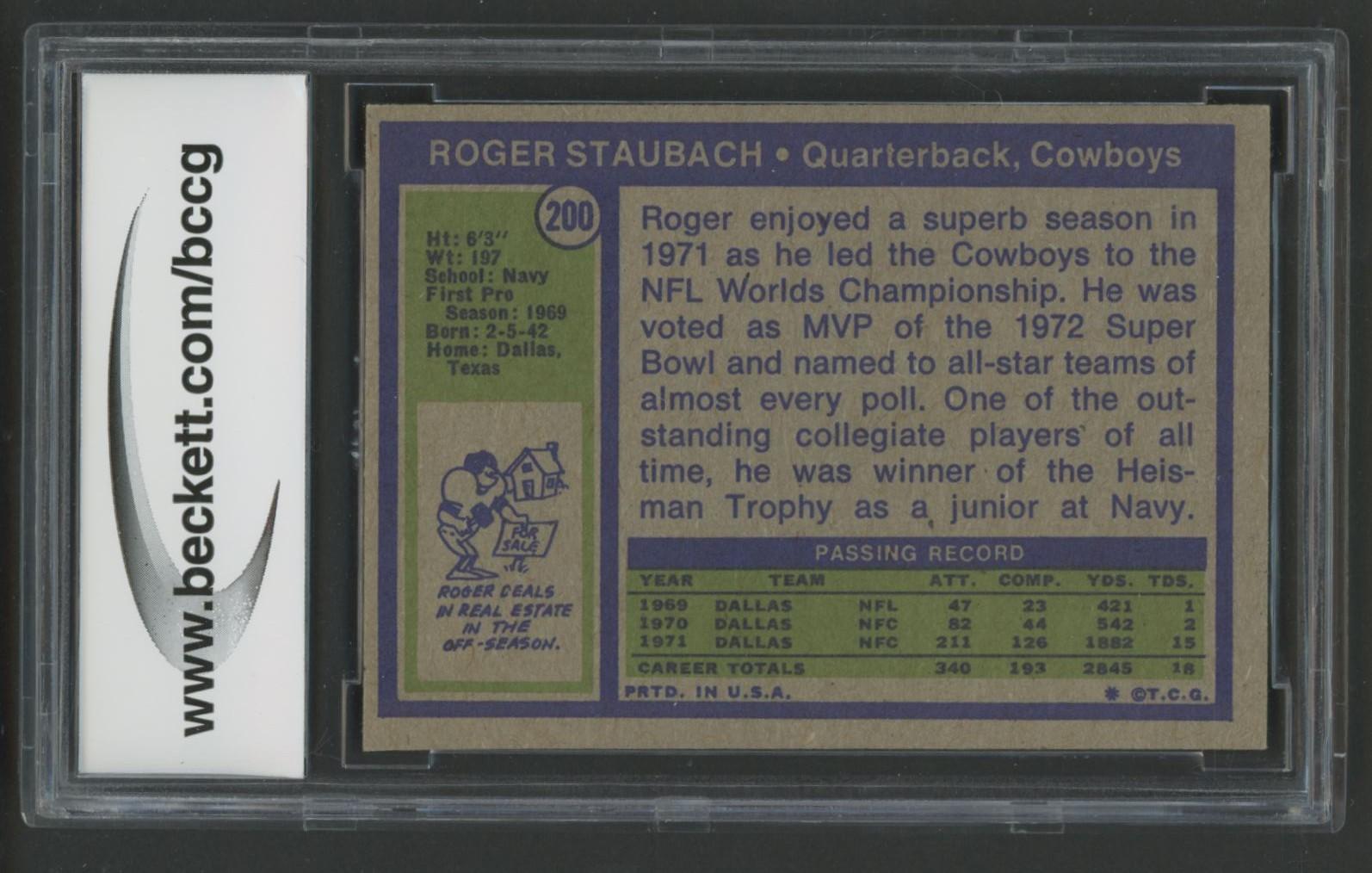 Roger Staubach 1972 Topps #200 RC (BCCG 8) at PristineAuction.com Roger Staubach 1972 Topps #200 RC (BCCG 8) at PristineAuction.com