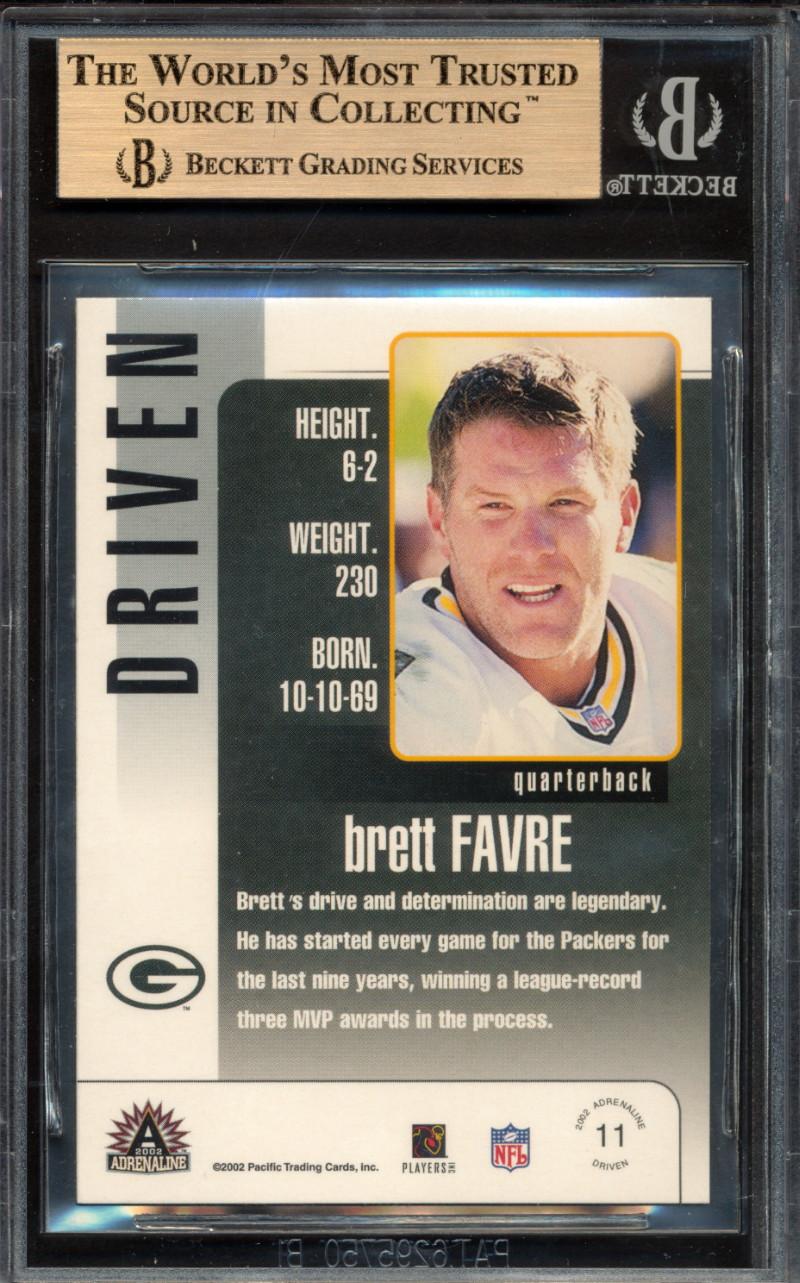 Brett Favre 2002 Pacific Adrenaline Driven #11 (BGS 9.5) at PristineAuction.com Brett Favre 2002 Pacific Adrenaline Driven #11 (BGS 9.5) at PristineAuction.com