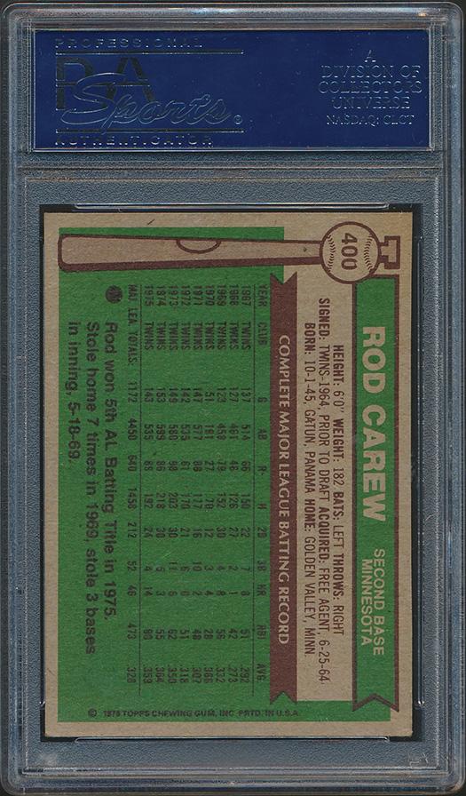 Rod Carew Signed 1976 Topps #400 (PSA) at PristineAuction.com Rod Carew Signed 1976 Topps #400 (PSA) at PristineAuction.com