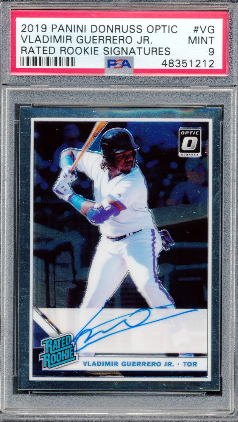 Vladimir Guerrero Jr. 2019 Donruss Optic Rated Rookies Signatures #47 (PSA 9) at PristineAuction.com Vladimir Guerrero Jr. 2019 Donruss Optic Rated Rookies Signatures #47 (PSA 9) at PristineAuction.com