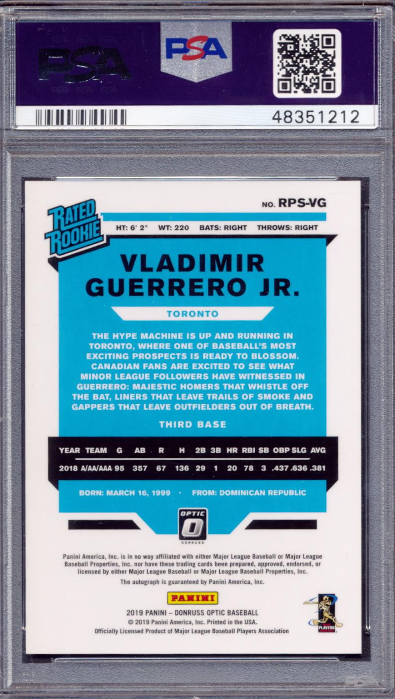 Vladimir Guerrero Jr. 2019 Donruss Optic Rated Rookies Signatures #47 (PSA 9) at PristineAuction.com Vladimir Guerrero Jr. 2019 Donruss Optic Rated Rookies Signatures #47 (PSA 9) at PristineAuction.com