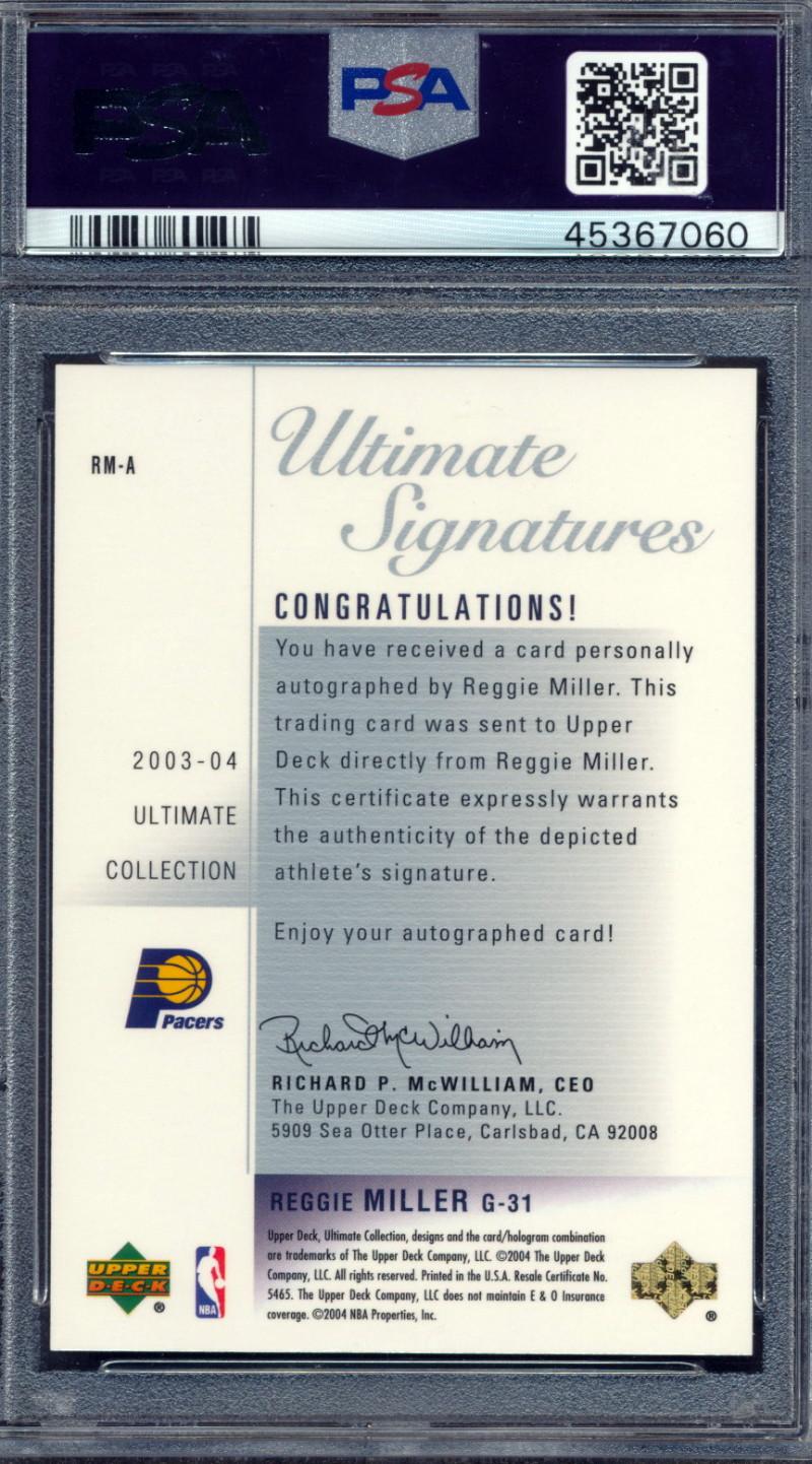Reggie Miller 2003-04 Ultimate Collection Signatures #RM (PSA 9) at PristineAuction.com Reggie Miller 2003-04 Ultimate Collection Signatures #RM (PSA 9) at PristineAuction.com