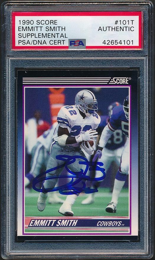 Emmitt Smith Signed 1990 Score Supplemental #101T RC (PSA) at PristineAuction.com Emmitt Smith Signed 1990 Score Supplemental #101T RC (PSA) at PristineAuction.com