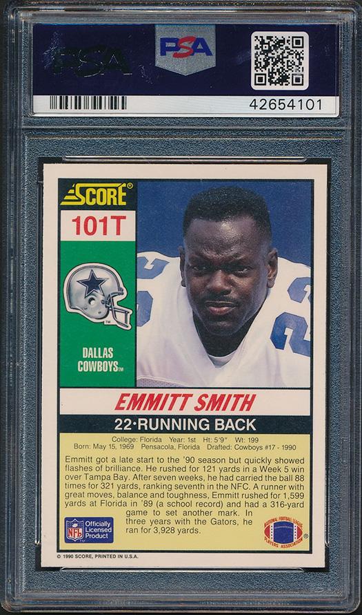 Emmitt Smith Signed 1990 Score Supplemental #101T RC (PSA) at PristineAuction.com Emmitt Smith Signed 1990 Score Supplemental #101T RC (PSA) at PristineAuction.com