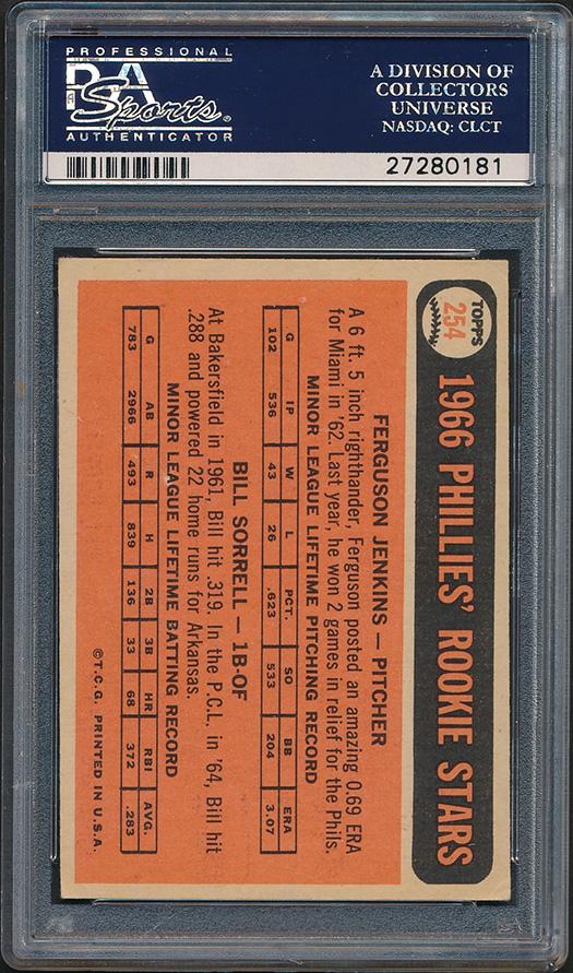 Fergie Jenkins Signed Fergie Jenkins RC / Bill Sorrell RC 1966 Topps Rookie Stars #254 (PSA) at PristineAuction.com Fergie Jenkins Signed Fergie Jenkins RC / Bill Sorrell RC 1966 Topps Rookie Stars #254 (PSA) at PristineAuction.com