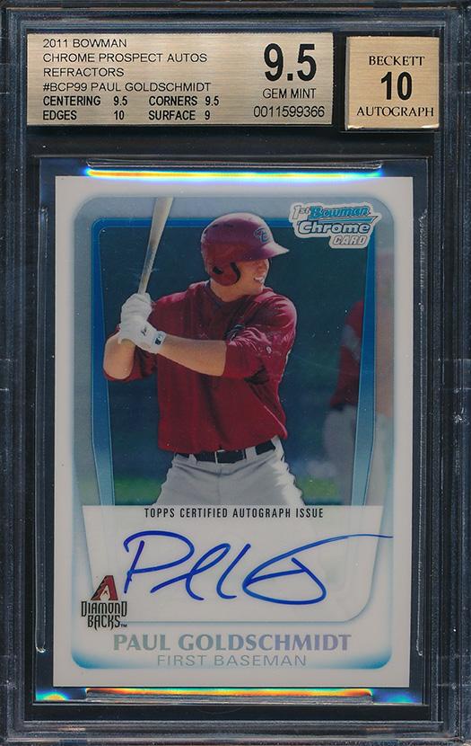Paul Goldschmidt 2011 Bowman Chrome Prospect Autographs Refractors #BCP99 #/500 (BGS 9.5 | Autograph Graded 10) at PristineAuction.com Paul Goldschmidt 2011 Bowman Chrome Prospect Autographs Refractors #BCP99 #/500 (BGS 9.5 | Autograph Graded 10) at PristineAuction.com