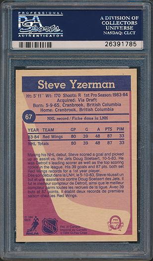 Steve Yzerman 1984-85 O-Pee-Chee #67 RC (PSA 9) at PristineAuction.com Steve Yzerman 1984-85 O-Pee-Chee #67 RC (PSA 9) at PristineAuction.com