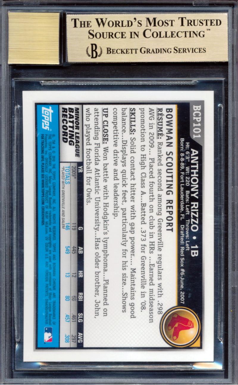 Anthony Rizzo 2010 Bowman Chrome Prospects AU #BCP101B (BGS 9.5 | Autograph Graded 10) at PristineAuction.com Anthony Rizzo 2010 Bowman Chrome Prospects AU #BCP101B (BGS 9.5 | Autograph Graded 10) at PristineAuction.com