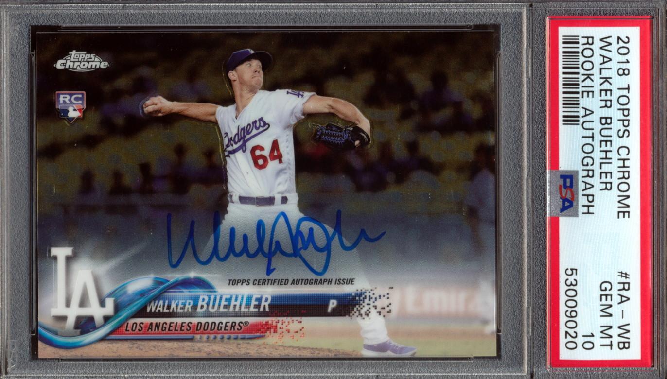 Walker Buehler 2018 Topps Chrome Rookie Autographs #RAWB (PSA 10) at PristineAuction.com Walker Buehler 2018 Topps Chrome Rookie Autographs #RAWB (PSA 10) at PristineAuction.com