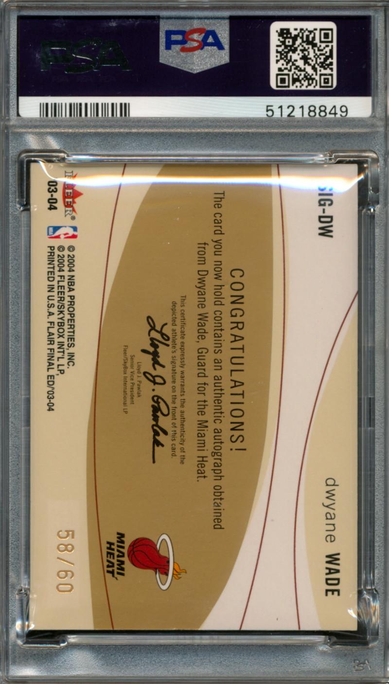 Dwyane Wade 2003-04 Flair Final Edition SIGnificant Cuts #DW #58/60 (PSA 8) at PristineAuction.com Dwyane Wade 2003-04 Flair Final Edition SIGnificant Cuts #DW #58/60 (PSA 8) at PristineAuction.com