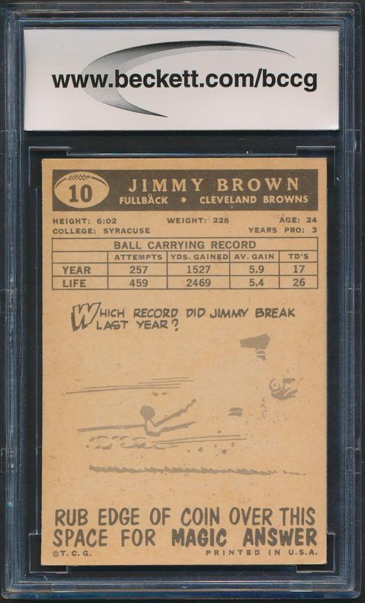 Jim Brown 1959 Topps #10 (BCCG 8) at PristineAuction.com Jim Brown 1959 Topps #10 (BCCG 8) at PristineAuction.com