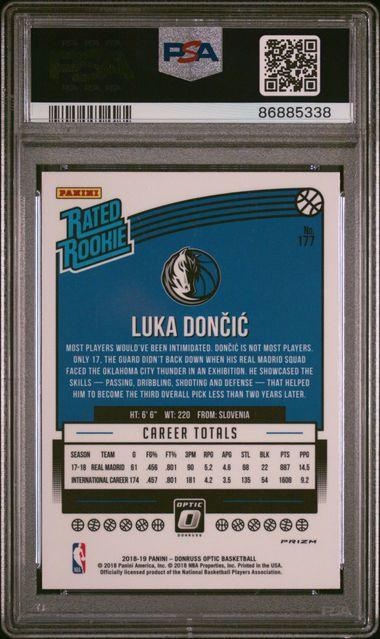 Luka Doncic 2018-19 Donruss Optic Shock #177 RR RC (PSA 9) at PristineAuction.com Luka Doncic 2018-19 Donruss Optic Shock #177 RR RC (PSA 9) at PristineAuction.com