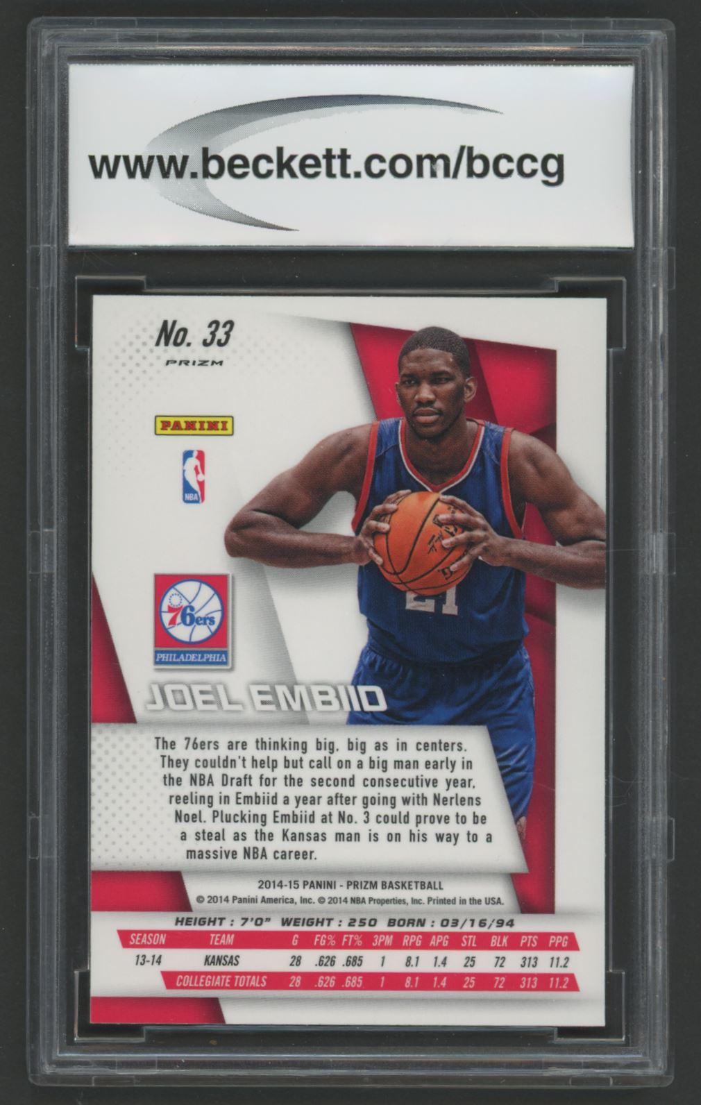 Joel Embiid 2014-15 Panini Prizm Photo Variations #33 RC (BCCG 10) at PristineAuction.com Joel Embiid 2014-15 Panini Prizm Photo Variations #33 RC (BCCG 10) at PristineAuction.com