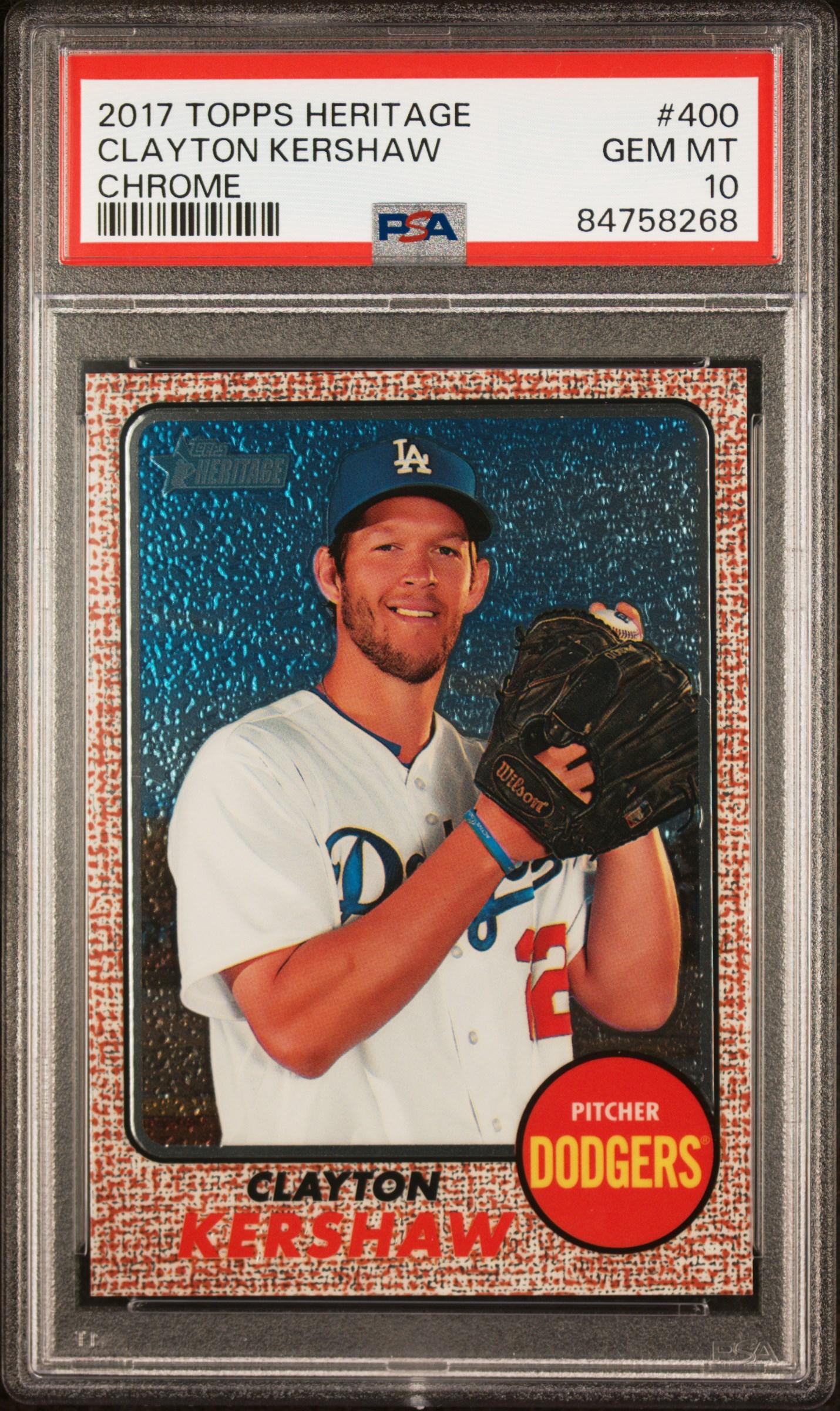 Clayton Kershaw 2017 Topps Heritage Chrome #400 #/999 (PSA 10) at PristineAuction.com Clayton Kershaw 2017 Topps Heritage Chrome #400 #/999 (PSA 10) at PristineAuction.com