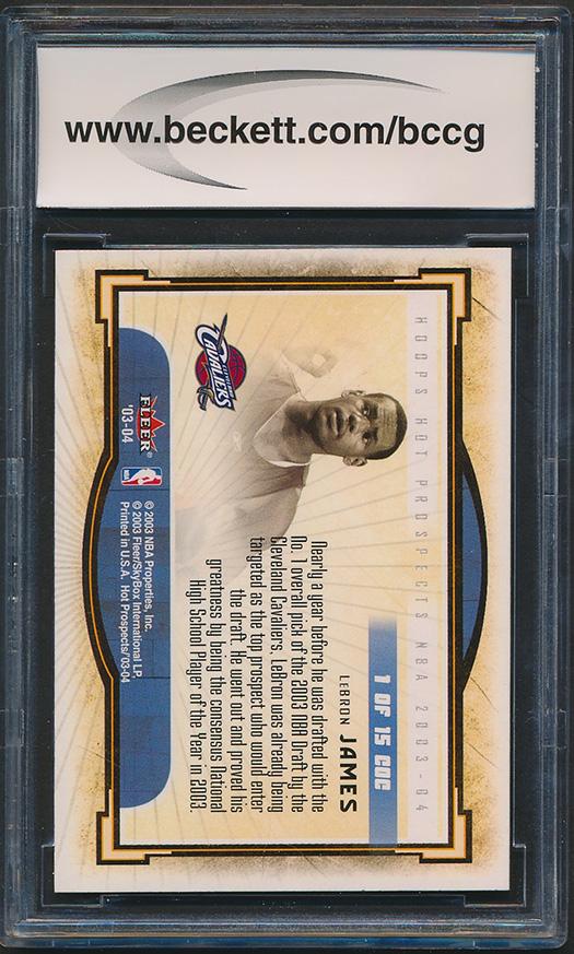 LeBron James 2003-04 Hoops Hot Prospects Cream of the Crop #1 RC (BCCG 9) at PristineAuction.com LeBron James 2003-04 Hoops Hot Prospects Cream of the Crop #1 RC (BCCG 9) at PristineAuction.com