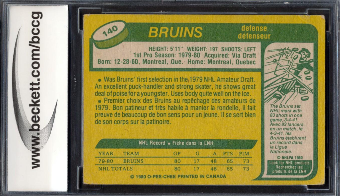 Ray Bourque 1980-81 O-Pee-Chee #140 RC (BCCG 7) at PristineAuction.com Ray Bourque 1980-81 O-Pee-Chee #140 RC (BCCG 7) at PristineAuction.com