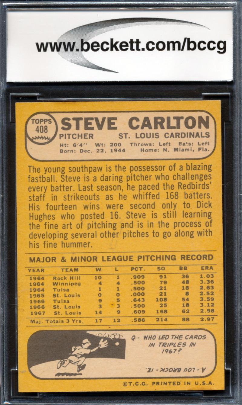 Steve Carlton 1968 Topps #408 (BCCG 9) at PristineAuction.com Steve Carlton 1968 Topps #408 (BCCG 9) at PristineAuction.com