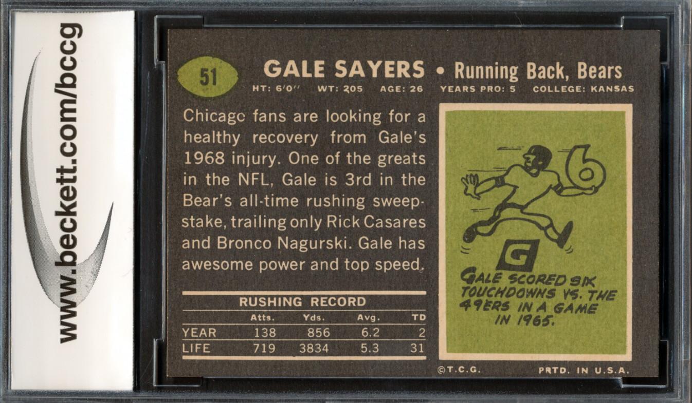 Gale Sayers 1969 Topps #51 (BCCG 9) at PristineAuction.com Gale Sayers 1969 Topps #51 (BCCG 9) at PristineAuction.com