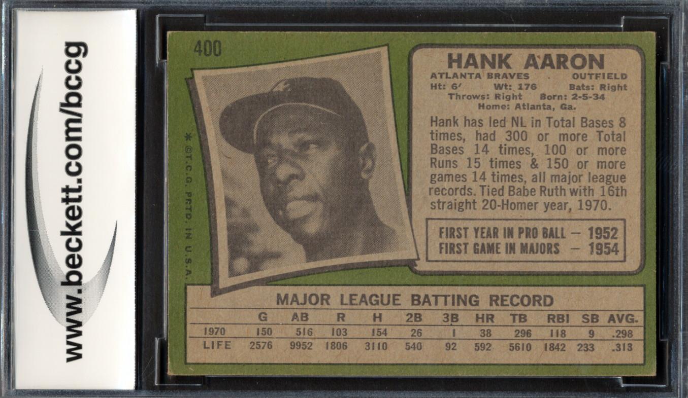 Hank Aaron 1971 Topps #400 (BCCG 8) at PristineAuction.com Hank Aaron 1971 Topps #400 (BCCG 8) at PristineAuction.com