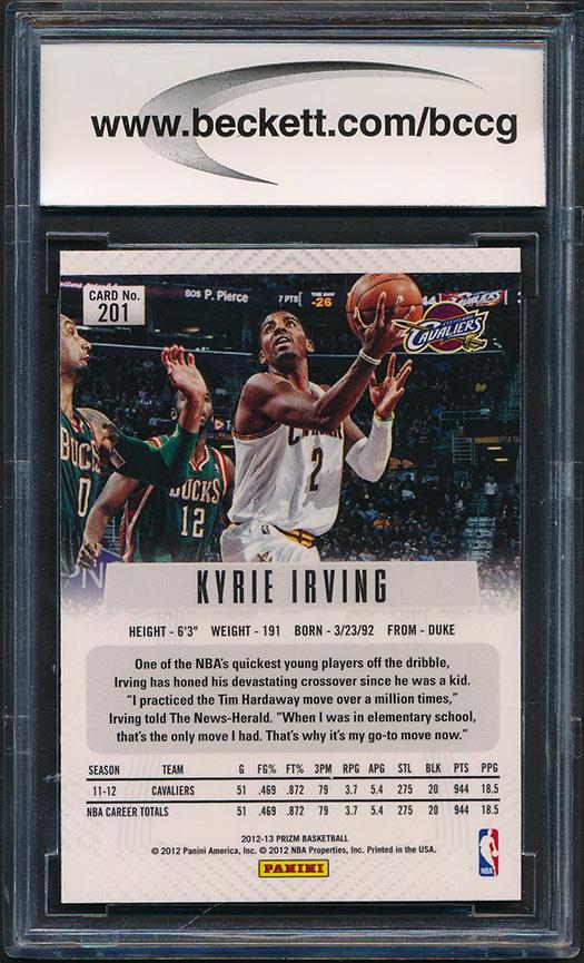 Kyrie Irving 2012-13 Panini Prizm #201 RC (BCCG 10) at PristineAuction.com Kyrie Irving 2012-13 Panini Prizm #201 RC (BCCG 10) at PristineAuction.com