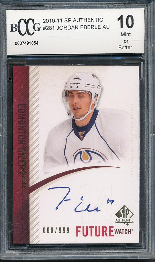 Jordan Eberle 2010-11 SP Authentic AU #281 #608/999 RC (BCCG 10) at PristineAuction.com Jordan Eberle 2010-11 SP Authentic AU #281 #608/999 RC (BCCG 10) at PristineAuction.com