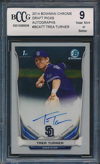 Trea Turner 2014 Bowman Chrome Draft Draft Pick Autographs #BCATT (BCCG 9) at PristineAuction.com Trea Turner 2014 Bowman Chrome Draft Draft Pick Autographs #BCATT (BCCG 9) at PristineAuction.com