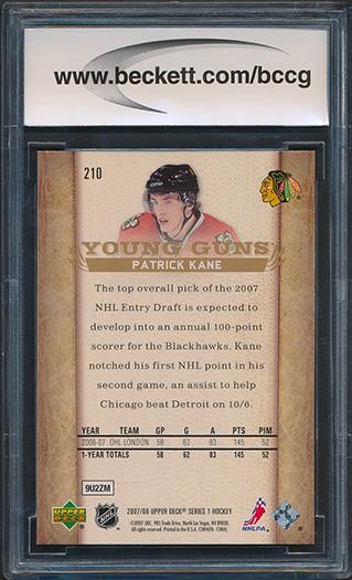 Patrick Kane 2007 Upper Deck Young Guns #210 RC (BCCG 8) at PristineAuction.com Patrick Kane 2007 Upper Deck Young Guns #210 RC (BCCG 8) at PristineAuction.com