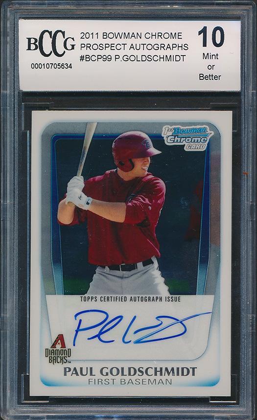 Paul Goldschmidt 2011 Bowman Chrome Prospect Autographs #BCP99 (BCCG 10) at PristineAuction.com Paul Goldschmidt 2011 Bowman Chrome Prospect Autographs #BCP99 (BCCG 10) at PristineAuction.com