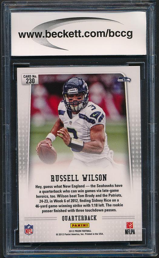 Russell Wilson 2012 Panini Prizm #230A RC (BCCG 9) at PristineAuction.com Russell Wilson 2012 Panini Prizm #230A RC (BCCG 9) at PristineAuction.com