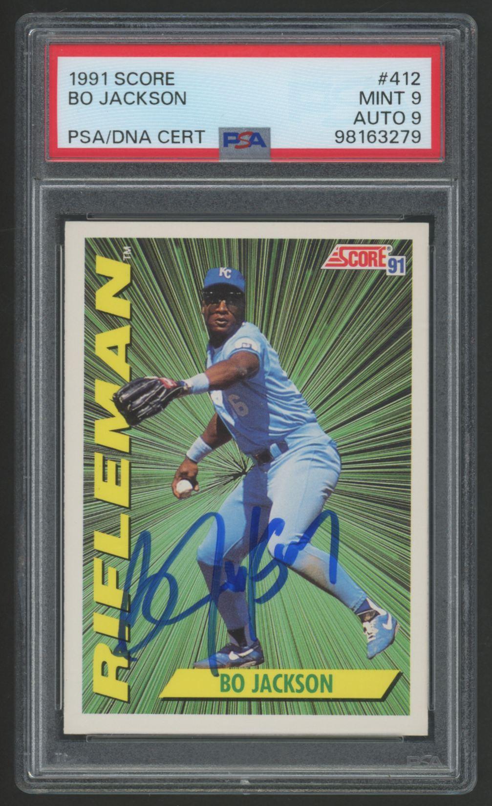 Bo Jackson Signed 1991 Score #412 (PSA 9 | Autograph Graded 9) at PristineAuction.com Bo Jackson Signed 1991 Score #412 (PSA 9 | Autograph Graded 9) at PristineAuction.com