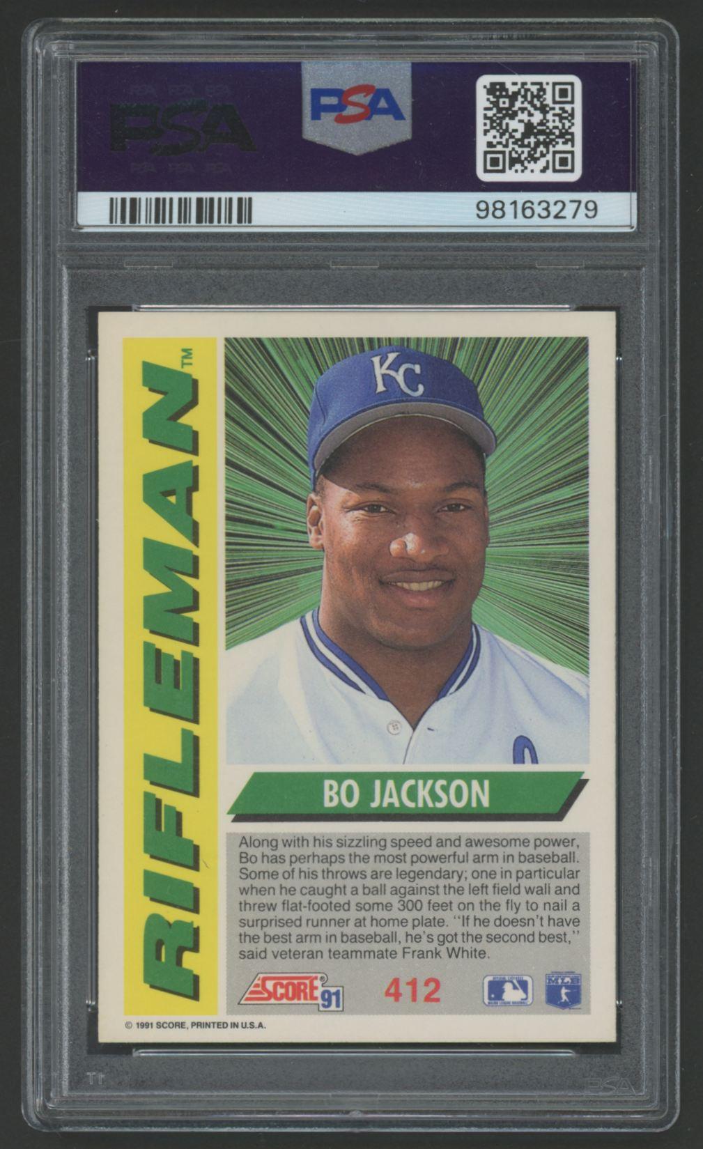 Bo Jackson Signed 1991 Score #412 (PSA 9 | Autograph Graded 9) at PristineAuction.com Bo Jackson Signed 1991 Score #412 (PSA 9 | Autograph Graded 9) at PristineAuction.com